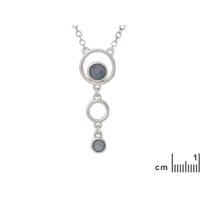 Necklace with blue opal doublet, in rhodium silver 925, 42 + 3 cm