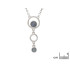 Colier cu dublu opal albastru, din argint 925 rodiu, 42 + 3 cm
