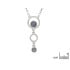 Halsketting met doublet blauwe opaal, in 925 gerhodineerd zilver, 42 + 3 cm