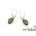 Boucles d'oreilles pendantes avec ambre vert ovale, en argent rhodié 925