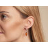 Boucles d'oreilles pendantes avec ambre cognac navette, en argent rhodié 925