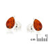 Earrings with cognac amber from the Baltic Sea drop, rhodium-plated silver 925