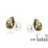 Stud earrings with Baltic Sea green amber drop, rhodium-plated silver 925