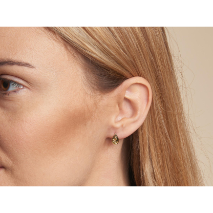 Clous d'oreilles avec ambre vert de la mer Baltique goutte, argent rhodié 925