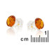 Orecchini con ambra naturale cognac, in argento 925 rodiato