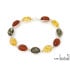 Bracciale con ambra tonda multicolore, in argento 925 rodiato, lunghezza 19 cm
