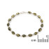 Pulseira oval em âmbar verde natural, em prata 925 banhada a ródio, comprimento 19 cm