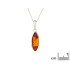 Pendant with cognac amber navette, in rhodium-plated silver 925, height 1.6+0.8 cm