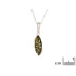 Pendentif avec ambre vert navette, en argent rhodié 925, hauteur 1,6+0,8 cm