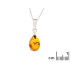 Pendentif avec ambre cognac goutte, en argent rhodié 925, hauteur 1+08 cm