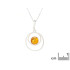 Ciondolo con ambra cognac tonda, in argento 925 rodiato, altezza 2+0,8 cm