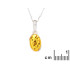 Pendant with oval cognac amber, in 925 rhodium silver, height 1.2+0.8 cm