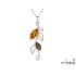 Pandantiv ram cu chihlimbar natural multicolor oval, din argint 925 placat cu rodiu