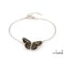 Bracciale farfalla con ambra multicolore, in argento 925 rodiato, lunghezza 16+3 cm