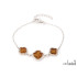 Armband met natuurlijk cognac-amber, in 925 gerhodineerd zilver, lengte 17+3 cm