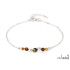 Pulsera con ámbar redondo multicolor, en plata 925 rodiada, longitud 18+3 cm