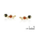 Boucles d'oreilles avec ambre multicolore naturel, en argent doré 925