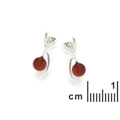 Pendientes con ámbar coñac natural, en plata 925 rodiada