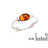 Bague avec ambre cognac naturel de la mer Baltique ovale, en argent rhodié 925