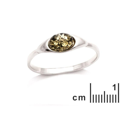Bague avec ambre vert naturel de la mer Baltique ovale, en argent rhodié 925