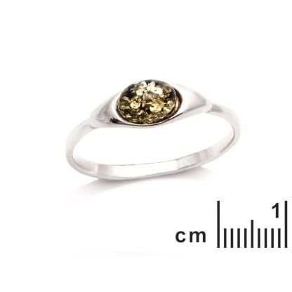 Ring mit natürlichem grünen Bernstein aus der Ostsee oval, aus rhodiniertem Silber 925