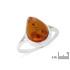 Bague avec ambre cognac naturel de la mer Baltique, en argent rhodié 925