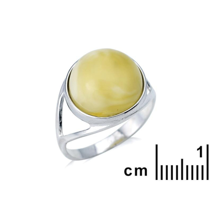 Ring mit natürlichem Honig-Bernstein aus der Ostsee rund, in rhodiniertem Silber 925