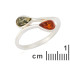 Anello con goccia di ambra multicolore del Mar Baltico, realizzato in argento 925 rodiato