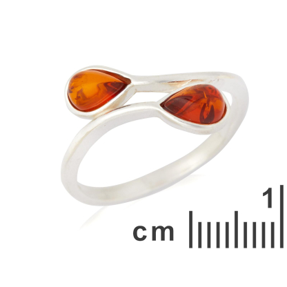 Anillo con gota de ámbar coñac del Mar Báltico, en plata 925 rodiada