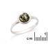 Bague avec ambre vert naturel de la mer Baltique rond, en argent rhodié 925