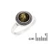 Bague avec ambre vert naturel de la mer Baltique rond, en argent vieilli 925