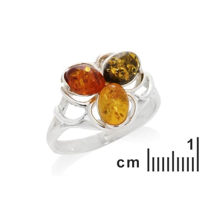 Natural drop cognac Baltic amber ring, oxidized 925 silver, 1.3x1.1 cm