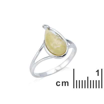 Anel com âmbar mel natural da gota do Mar Báltico, feito de prata 925 banhada a ródio