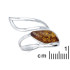Ring met cognac amber van de Baltische Zee shuttle, gemaakt van 925 gerhodineerd zilver