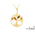 Çok renkli kehribarlı hayat ağacı Kolye ucu, 925 altın gümüş, 2,5+1 cm