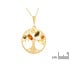 Pendente Árvore da Vida com âmbar multicolorido, prata dourado 925, 2,5+1 cm