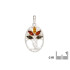 Colgante Árbol de la vida con ámbar multicolor, plata 925 rodiada, 1+2,5 cm