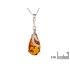 Pendentif avec ambre cognac naturel de la mer Baltique goutte, argent vieilli