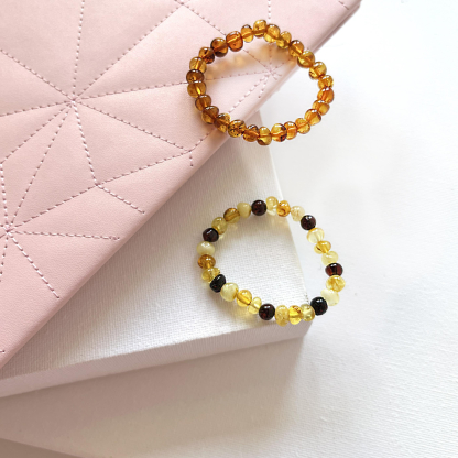 Children's bracelet with multi-colored amber, length 12-13 cm