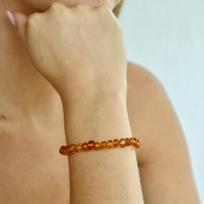 Pulsera con ámbar coñac natural del Mar Báltico, longitud 18-19 cm