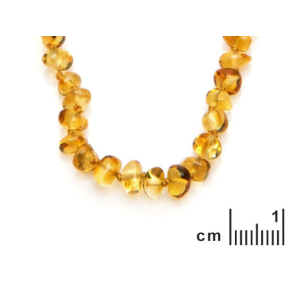 Collier enfant avec ambre miel, fermoir vis, longueur 32 - 33 cm