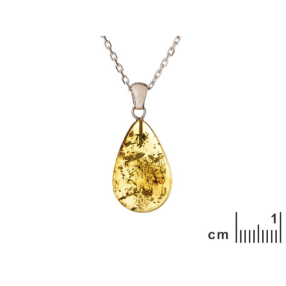 꼬냑 앰버 드롭 펜던트, 925 실버, 높이 2 ~ 2.3 + 0.7 cm