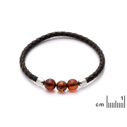 Bracelet avec ambre cognac naturel de la mer Baltique, longueur 19 cm