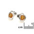 Clous d'oreilles avec ambre cognac de la mer Baltique rond, argent rhodié 925