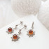 Sun drop earrings with cognac amber, in 925 rhodium silver