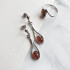 Drop earrings with cognac amber, in 925 rhodium silver
