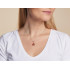 Pendentif coeur avec ambre cognac naturel, en argent rhodié 925,hauteur 1+1,7 cm