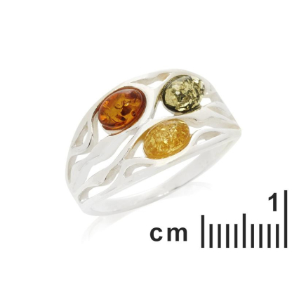 Ring mit natürlichem Cognac-Bernstein aus der Ostsee oval, aus rhodiniertem Silber 925