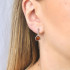 Earrings with natural cognac amber, in 925 rhodium silver