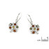 Pendientes Árbol de la vida con ámbar multicolor, en plata 925 rodiada